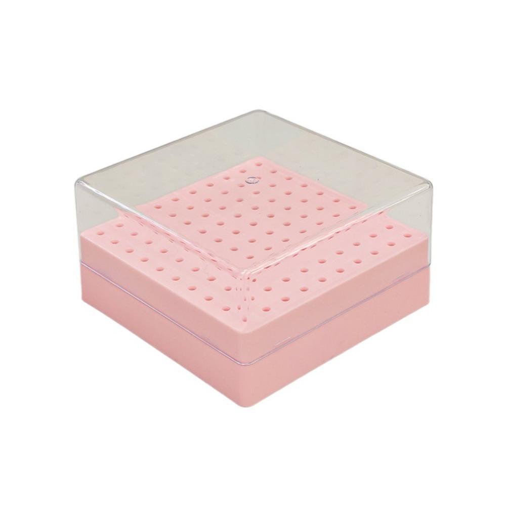 100 Holes Nail Art Drill Storage Box Dustproof Grinding Polish Head Holder Nail Art Supplies