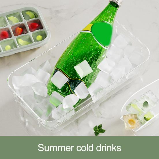 Ice Cube Tray with Lid And Bin Press-Button Release Ice Mold for Freezer
