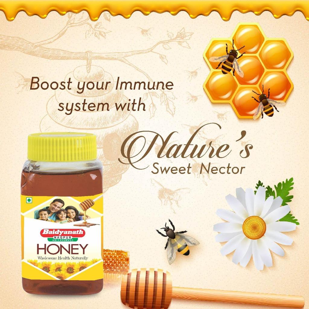 Baidyanath Asli Ayurved Honey 1Kg Pack Of 1 Natural Sweetener For Energy, Skin, Immunity, Weight Management