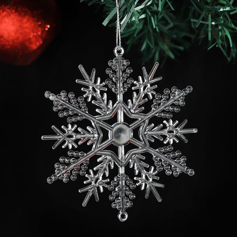6pcs/10pcs Christmas Transparent Crystal Pendant Snowflake Candy Canes Christmas Tree DIY Decorations Atmosphere Ornaments