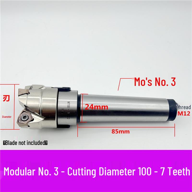 MFWN90 High-Speed Hexagonal Heavy Cutting Milling Cutter with Double-Sided Insert, Morse Taper 4 Turret R8