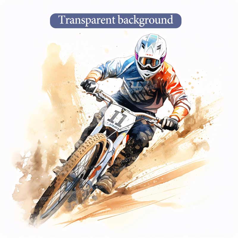 Motocross Watercolor Dirt Bike Rider Wall Stickers Living Room Sofa Background Decoration Wallpaper For Home Decor Boy Room Art Decals Sticker M1495