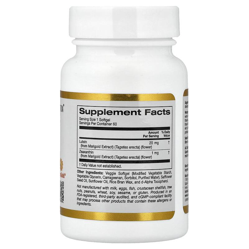 Lutein with Zeaxanthin from Marigold Extract, 60 Veggie Softgels