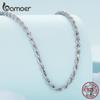 Bamoer 925 Sterling Sølv Twisted Sølv Halskjede Enkel kjedekobling for kvinner Platinabelagt Fine Smykker Gave