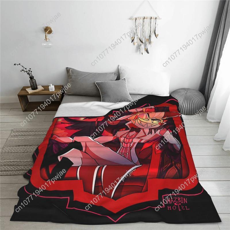 Hazbin Lucifer Cartoon Hotels Blankets Flannel Printed Alastor Action Anime Portable Lightweight Throw Custom blankets