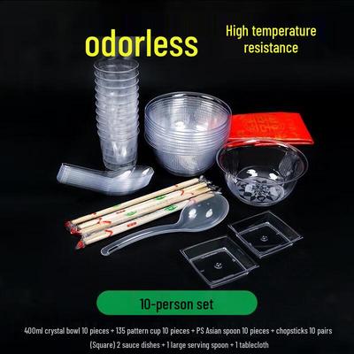 JINGRX Disposable Clear Hard Plastic Tableware Set