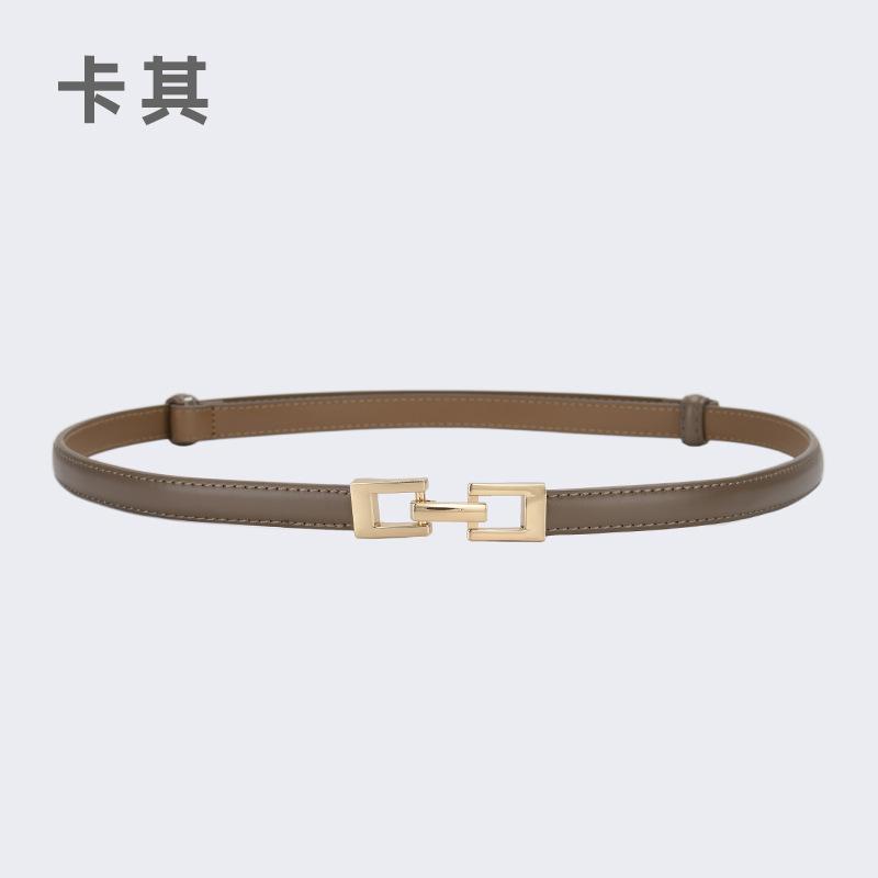 Leather Pair Buckle Adjustable Thin Belt Decoration With Skirt Waist Free Punching Small Belt