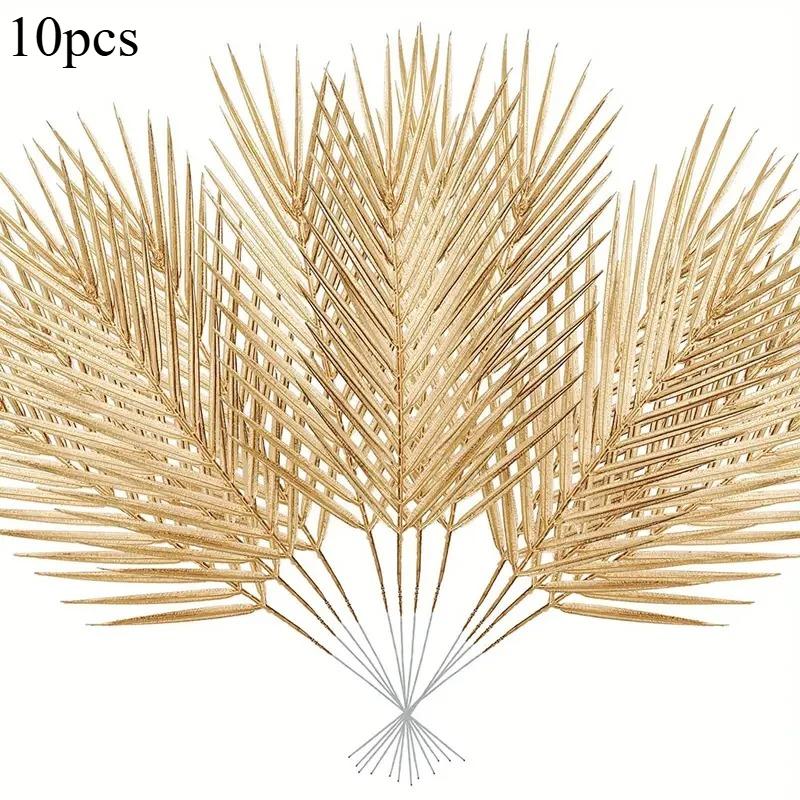 Golden Artificial Palm Leaves Fake Tropical Plants Faux Flowers Office Home Vase Filler Wedding Party Decor for Indoor Outdoor