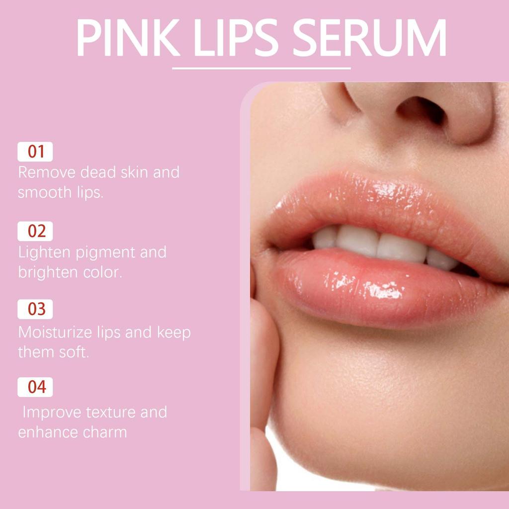 Pink Lip Serum Instant Lip Plumping Brightening Pigmented Lips Moisturizing Lip Care Remove Dead Skin Smooth Lip Hydrating Serum