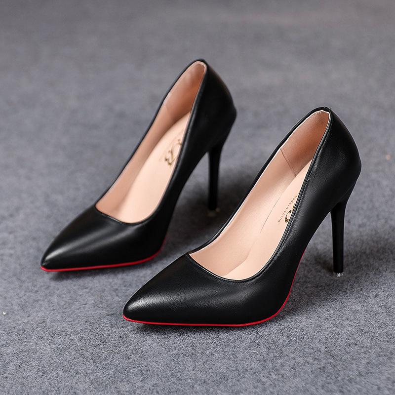 

2025 spring new fashion single shoes women s thin heel pointed work shoes shallow mouth pedal high heel simple women s shoes 43