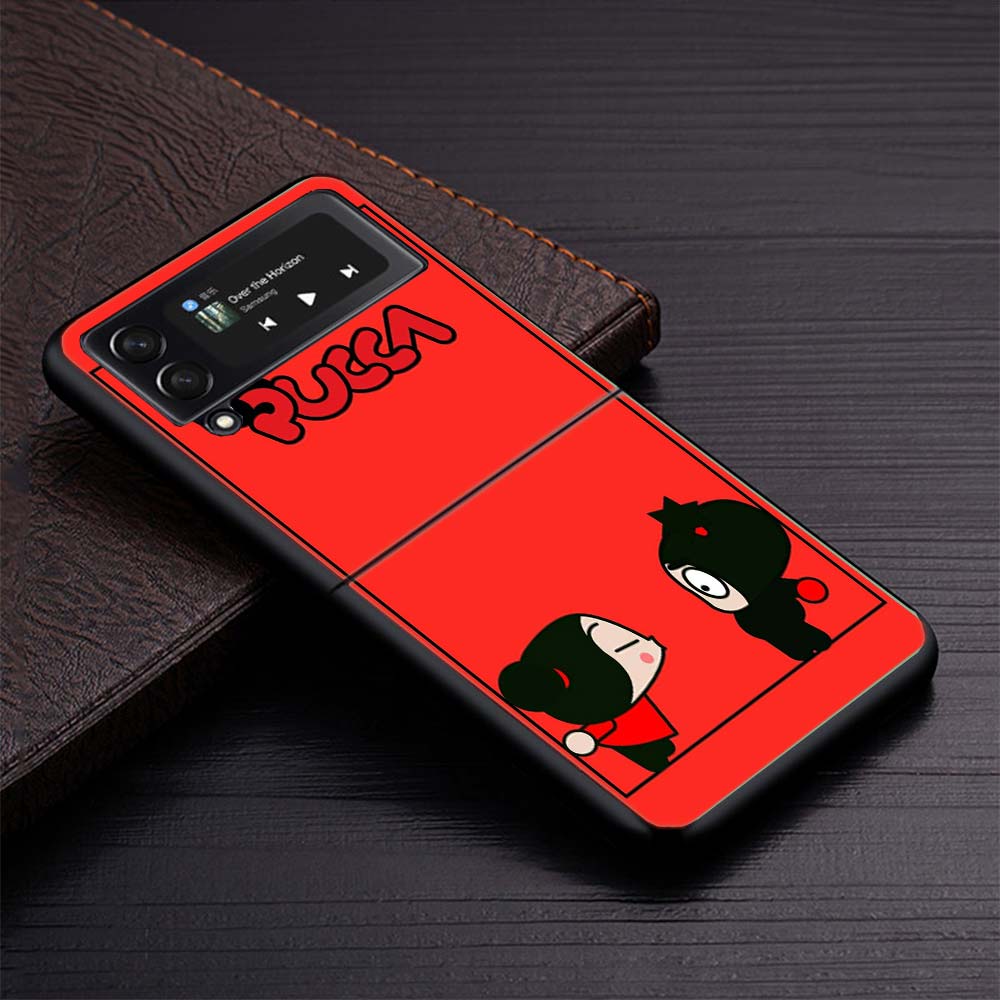 Cute Cartoon Pucca Garu Zflip4 Zflip5 Phone Case For Samsung Z Flip3 Flip4 Flip5 5G zFlip 4 5 Cover Cellphone Shell Caso Fundas