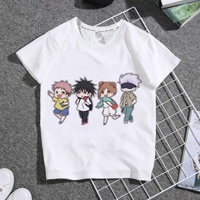 

Vintage Anime Jujutsu Kaisen Print Children T-Shirt Summer Loose Short Sleeve White Women Tops Boy Tees Men Blouses Girl Clothes XXXL білий