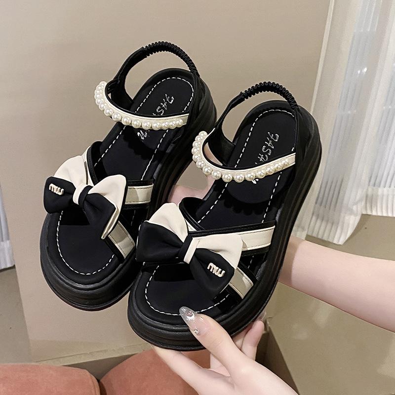

Women s summer with skirts and sandals, 2025 new versatile platform women s shoes, soft sole elastic band fashion sandals 40 чёрный