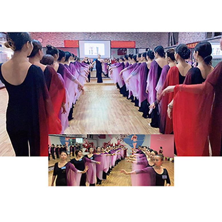 Women Elegant Gradient Color Silk Scarf Ladies Scarf Shape Square Dance Silk Scarf