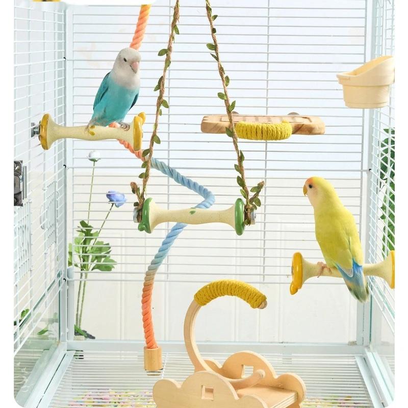 Cute Apple Core Ceramic Bird Perch Functional Nail Trim Climbing Stick Wear-resistant Chew Toy Decor For Parakeet Lovebird Cage