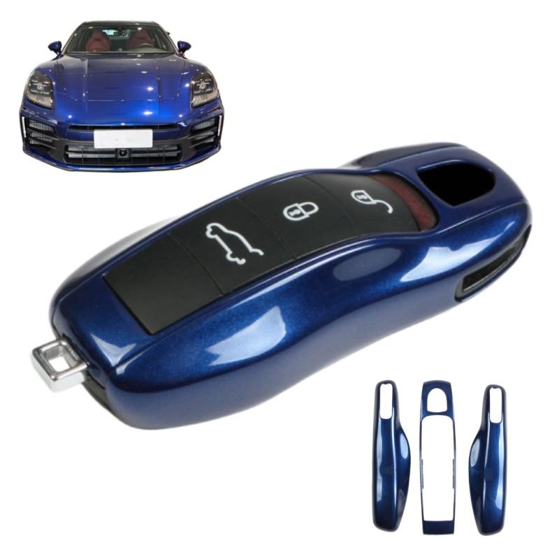 Blue For Porsche Macan Boxster Cayman Cayenne 911 970 981 991 Panamera Car Key Case Cover Fob Bag Holder Replacement Accessories