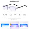 Bifocal Reading Glasses for Near and Far Vision Anti Blue Light Simple Thin Frameless Radiation Eyelasses 0 To +4.0