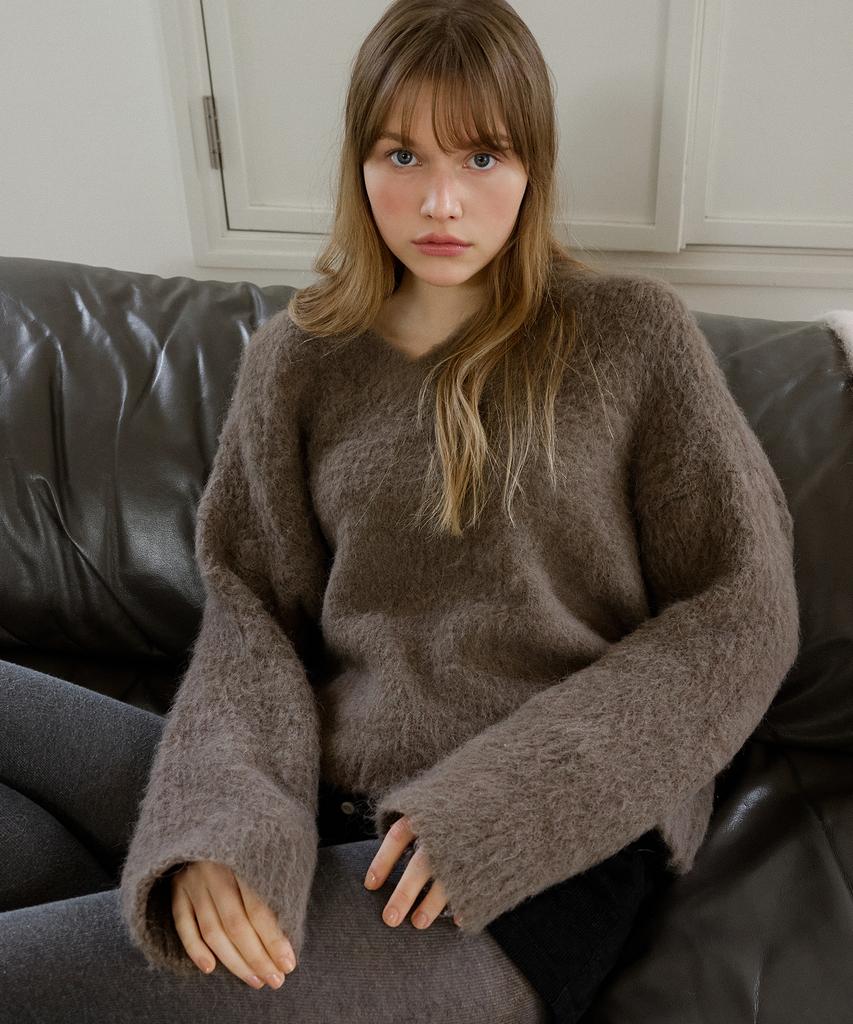 LETTERA Alpaca Wool V-Neck Knit_2Color