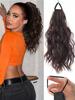 Women Fluffy Wavy Ponytail Extension Synthetic Curly Hairpiece With Elastic Band Natural Looking Hair Wig