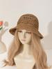 Women's Fashionable Bohemian Beach Resort Inverted Triangle Letter Embroidery Handmade Crocheted Straw Hat