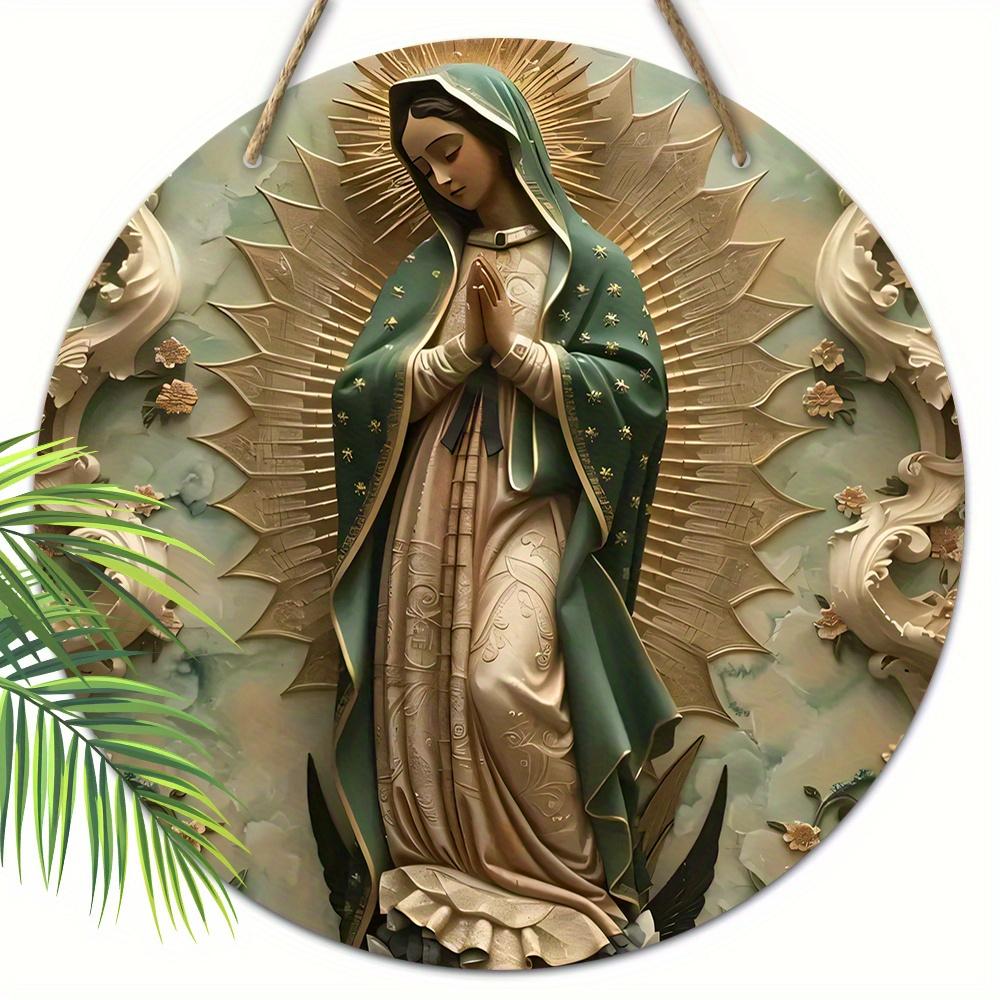 

5 шт. Винтажная деревянная настенная подвеска Богоматери Гваделупской - дизайн статуи в полный рост, идеально подходит для домашнего и праздничного декора 20cm*20cm