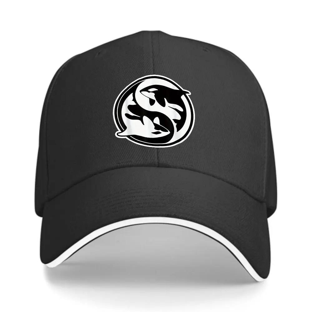 

Adjustable Black Baseball Cap with Whale & Yin Yang Design - Lightweight, Urban Fashion Snapback Hat, Perfect Gift Adjustable