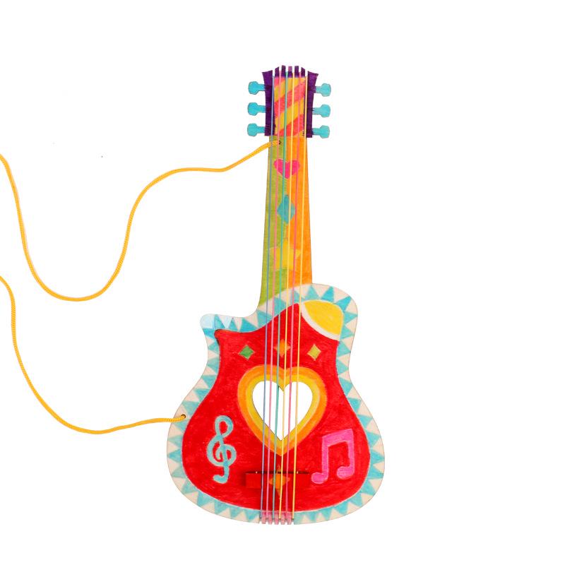 Handgefertigte Holz Kinder DIY Malerei Kritzel Gitarre Schmuck und Musikinstrument für den Kindergarten