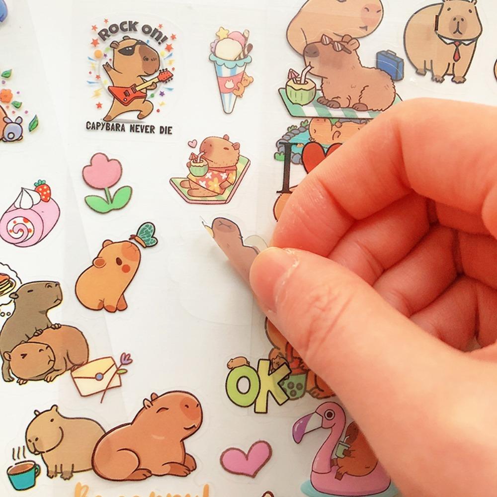 4pcs/set Cute Diary Decoration Capybara Scrapbooking Collage Stickers Painting  Children
