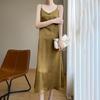 Summer New Style Women's Mulberry Silk Blended Dress Female Slim Waist Medium and Long Commuting Temperament Fashion Breathable Daily Dress