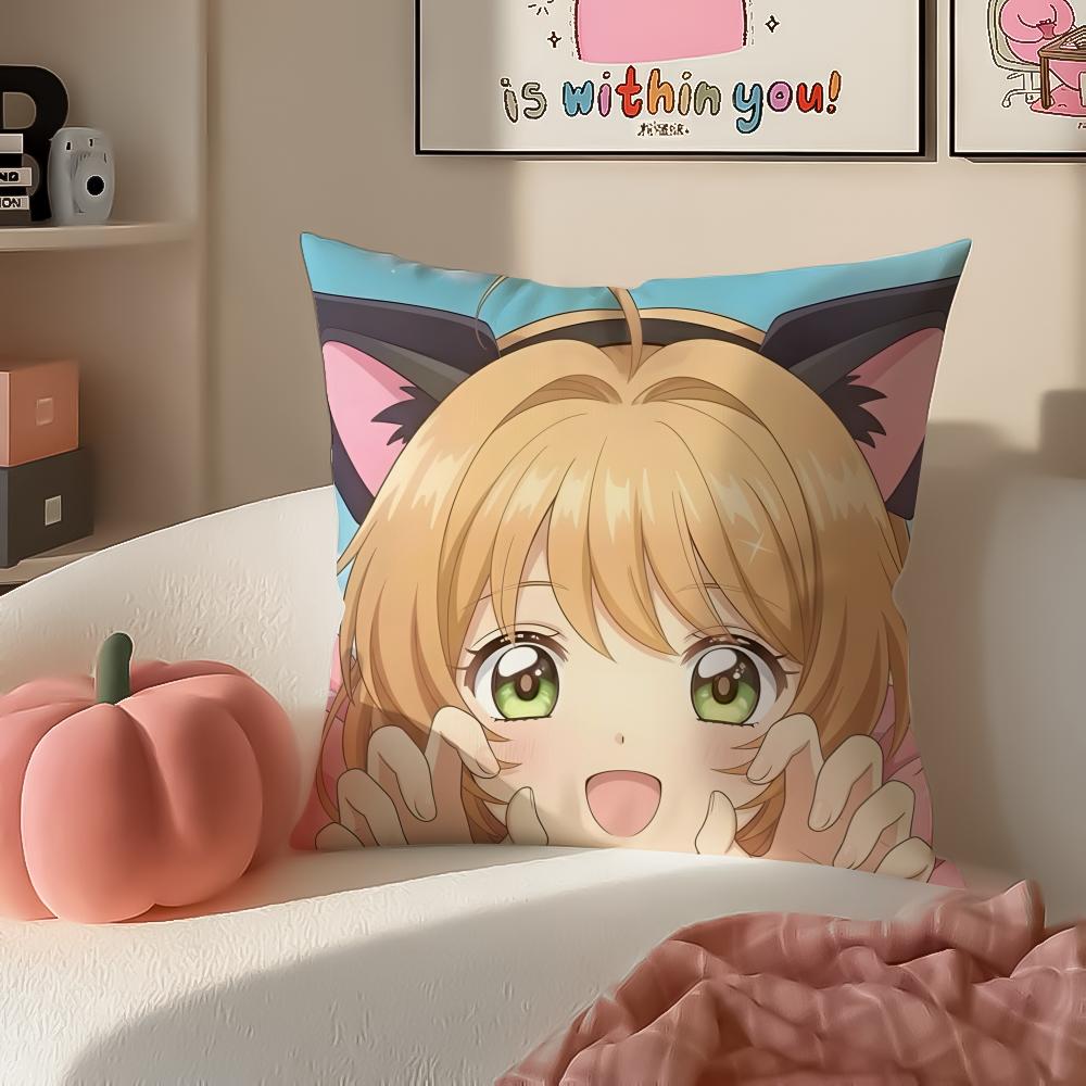 Magical Cute Japanese Anime CCardcaptor Sakura Cushion Cover Pillowcase Short Plush Invisible zipper Room Sofa Cushion Cover