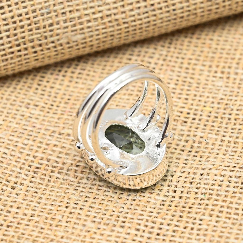 Aqua Apatite Ädelsten 925 Sterling Silver Handgjorda smycken påkostade Ring present för kvinnor