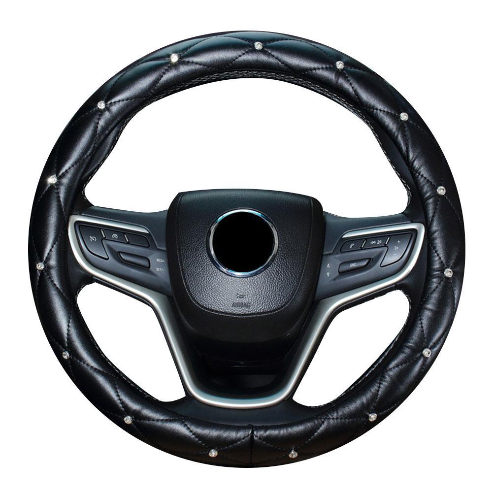 Universal PU Leather Car Steering Wheel Cover Bling Rhinestone Crystal Car Handcraft Interior Decor Accessories For Women L L9C9