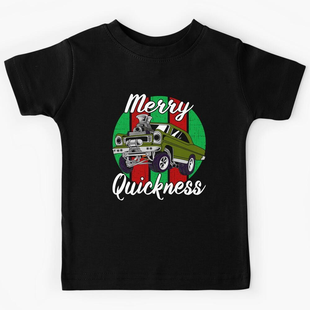 Merry Quickness Funny Christmas Vintage Hotrod Muscle Car Kids T-Shirt 170