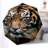 Tiger Face Themed Automatic Opening and Closing Umbrella, Brightly Colored 8-rib Portable Umbrella, Suitable for Men and Women, A Perfect Gi