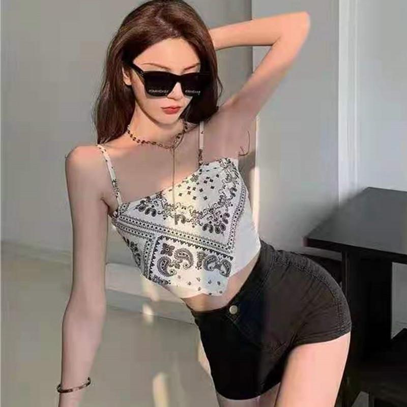 Women's Summer Korean-Style Crop Top with Unique Straps and Trendy Open Back Design