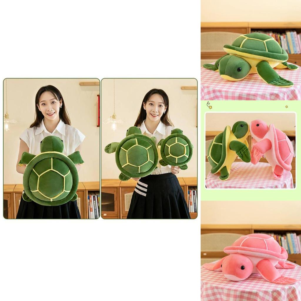 Adorable Green Turtle Plush Pillow Ultra-soft Pp Cotton Stuffed Animal Toy For Kids