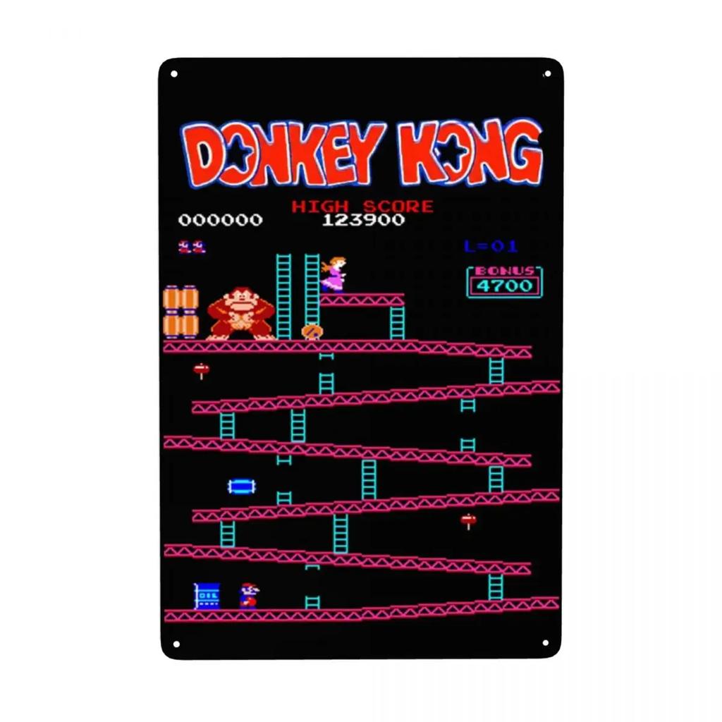 Vintage Donkey Kong Metal Tin Sign Rectangle Custom Arcade Video Games Signs Plaque Bar Cafe Restaurant Wall Decor Art