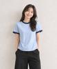 ADERNM Slub Stripe Ringer Crop T Light Blue