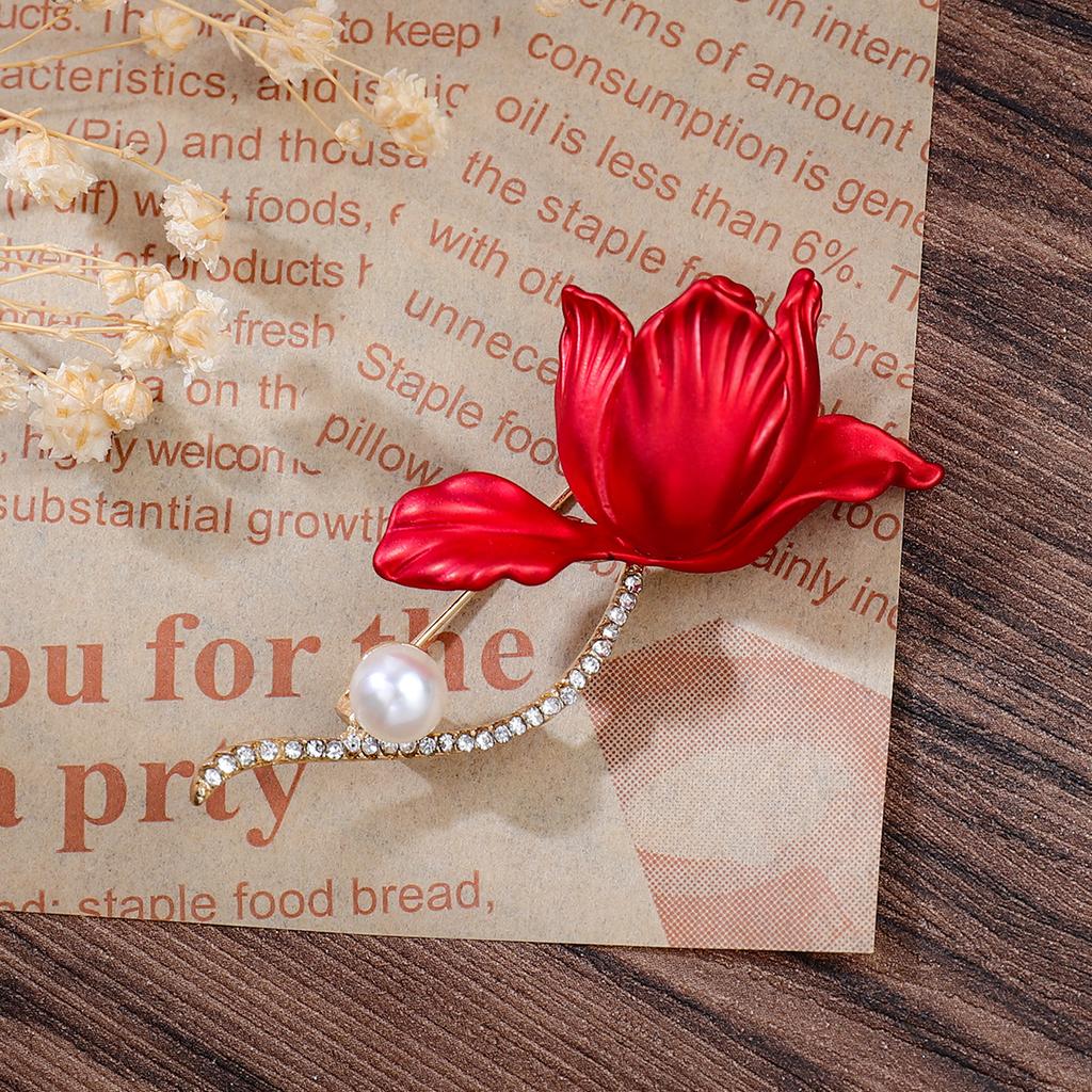 Red Tulip Brooch Premium Coat Corsage Accessories Anti-Light Drip Pin