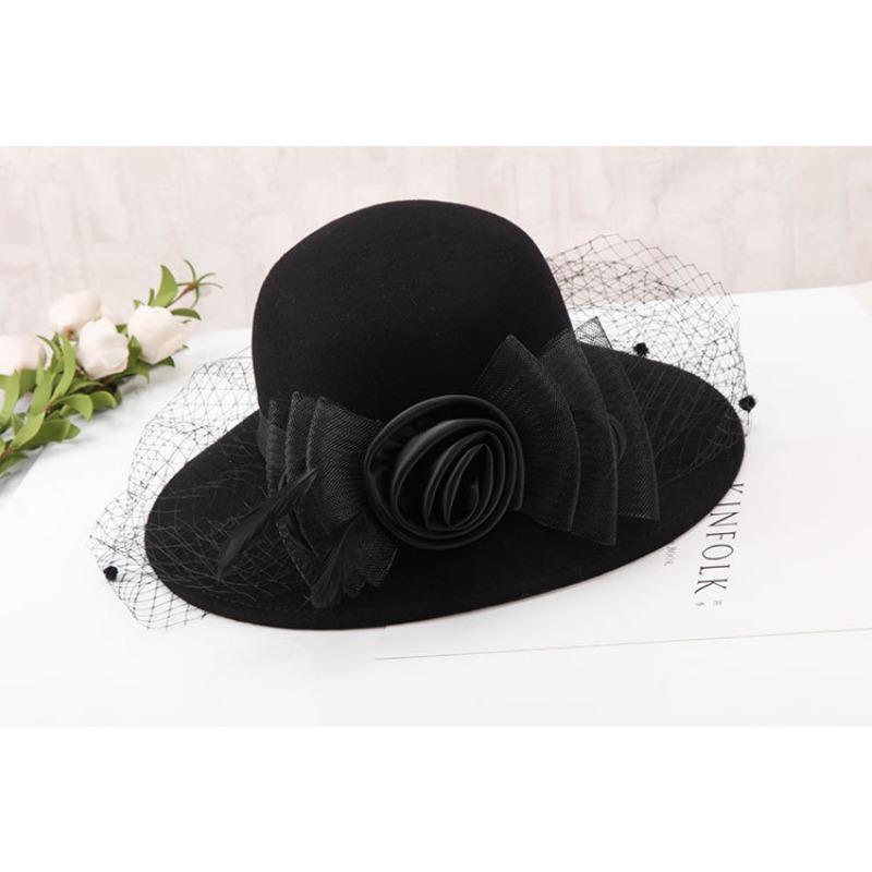 Women S French Hepburn Style Large Brim Hat For Autumn Winter Elegant Lady