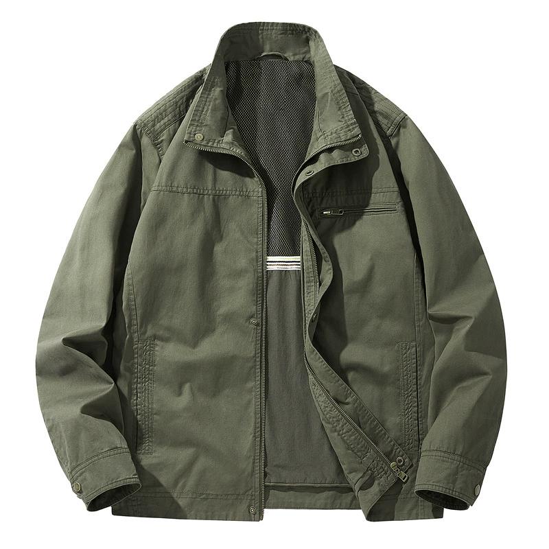 Men's Casual Retro Loose Workwear Jacket Stand Up Collar Men's Jacket