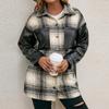 Women's Winter Casual Loose Grinding Wool Plaid Shirt Plush Plaid Shirt Jacket