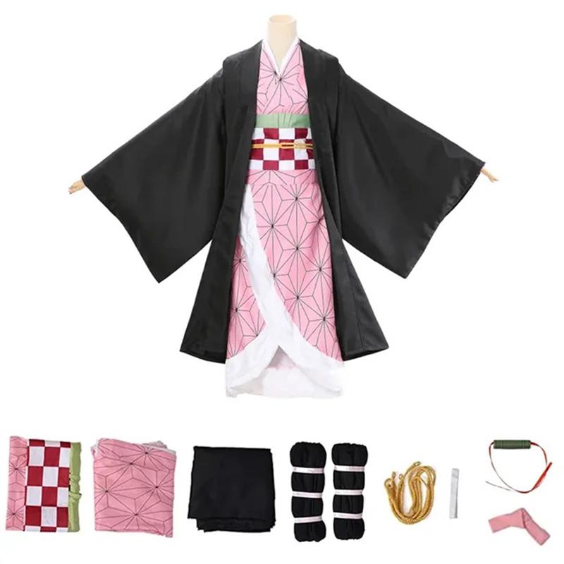 Anime Demon Slayer Kimetsu No Yaiba Zenitsu Giyu Tanjirou Kamado Nezuko Cosplay Women Kids Men Kimono Uniform Party