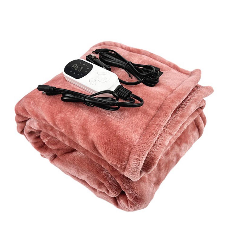 12V Car Electric Heated Blanket Smart 9 Heating Level 2/8/10 Hours Auto-Off Machine Washable Flannel Travel Car Electric Blanket