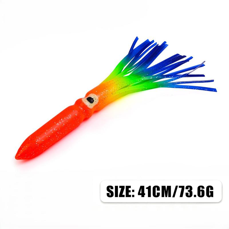Calamar Blando Luminoso Grande de 17,5 cm-41 cm para Pesca en el Mar Falda de Calamar Pulpo Pesca de Arrastre Señuelos para Atún Aparejos de Pesca en Agua Salada