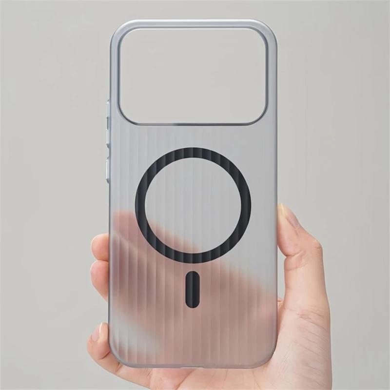 

Матовый прозрачный чехол для телефона с полосой для багажа, тонкий магнитный чехол для Xiaomi Poco F8 Ultra F8 Pro, беспроводная зарядка, противоударная жесткая накладка POCO F8 PRO бежевый