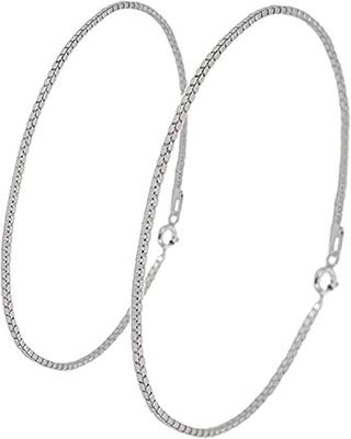 [Shinjuku Gin No Kura] Pair of Venetian Chain Silver 925 Anklets, Lengths 21-27cm (25cm and 25cm), Simple, Silver, Silver 925, SV
