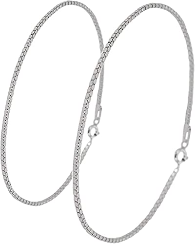 

[Shinjuku Gin no Kura] Pair of Venetian Chain Silver 925 Anklets, Lengths 21-27cm (25cm and 25cm), Simple, Silver, Silver 925, SV