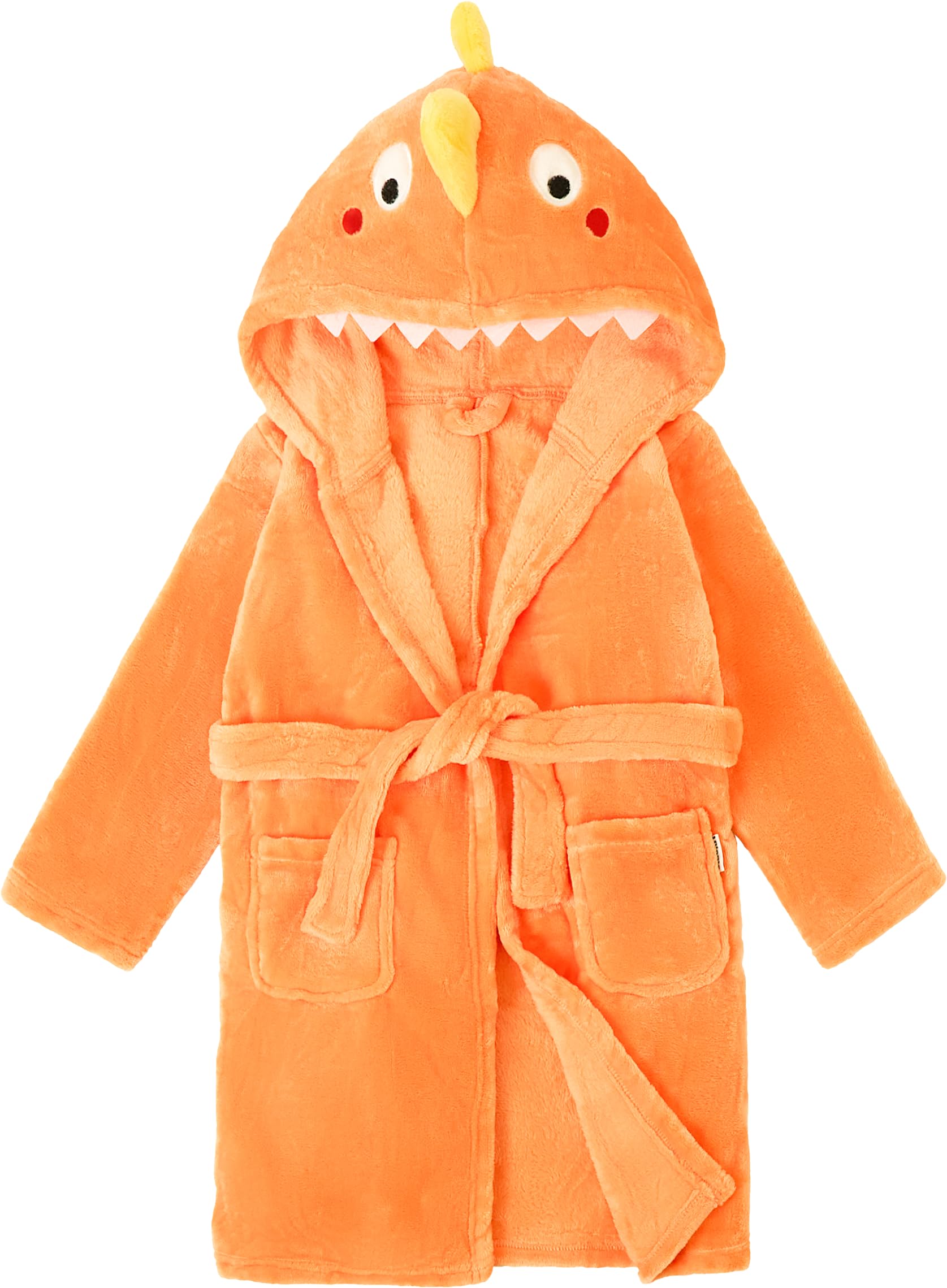 

LOLANTA and Flannel Bathrobe with Hood and Waist Dinosaur Warm Winter Ages Kids Baby s Belt, Design, Outfit, Orange, 2-3 оранжевый