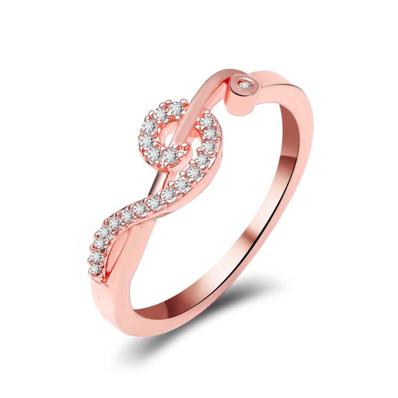 Trendy Diamond Butterfly Heart Open Ring - Unique Musical Note Design for Couples